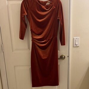 Elegant Rust Velvet Dress